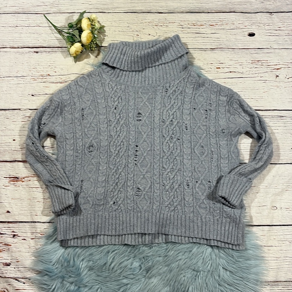Free People Complex Cowl Neck Rip & Repaired Sweater - Picture 2 of 9